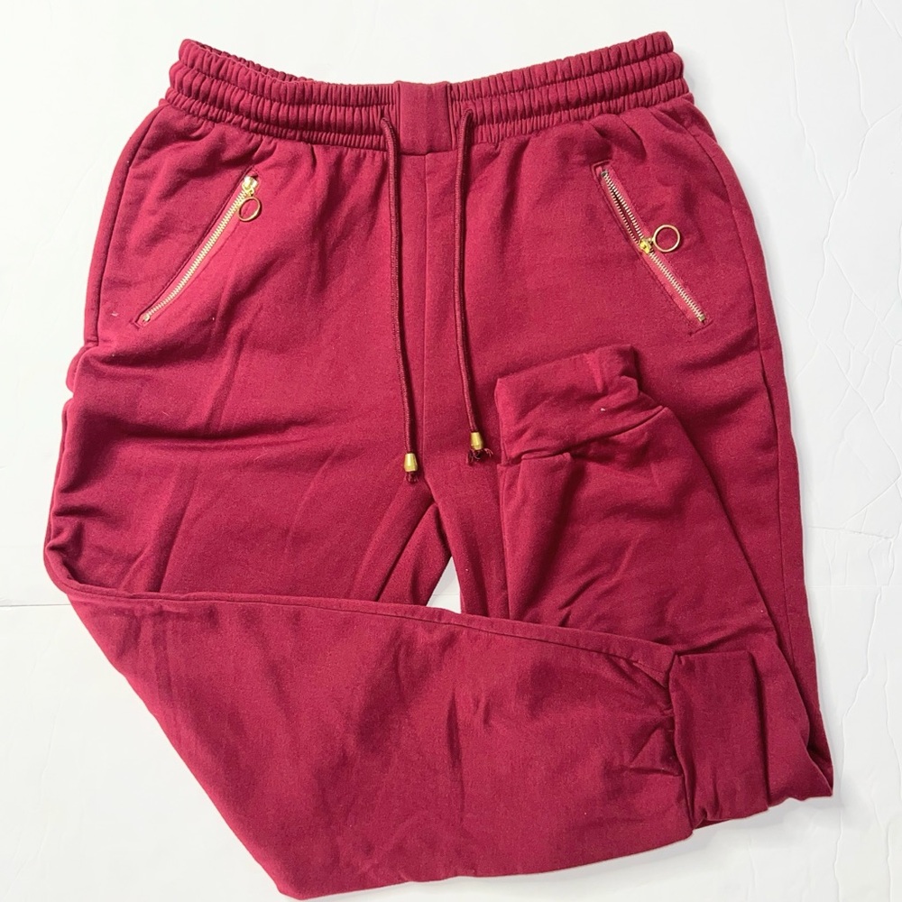 Final price buy as is) 

Burgundy Jogger Pants with Zipper Pockets
